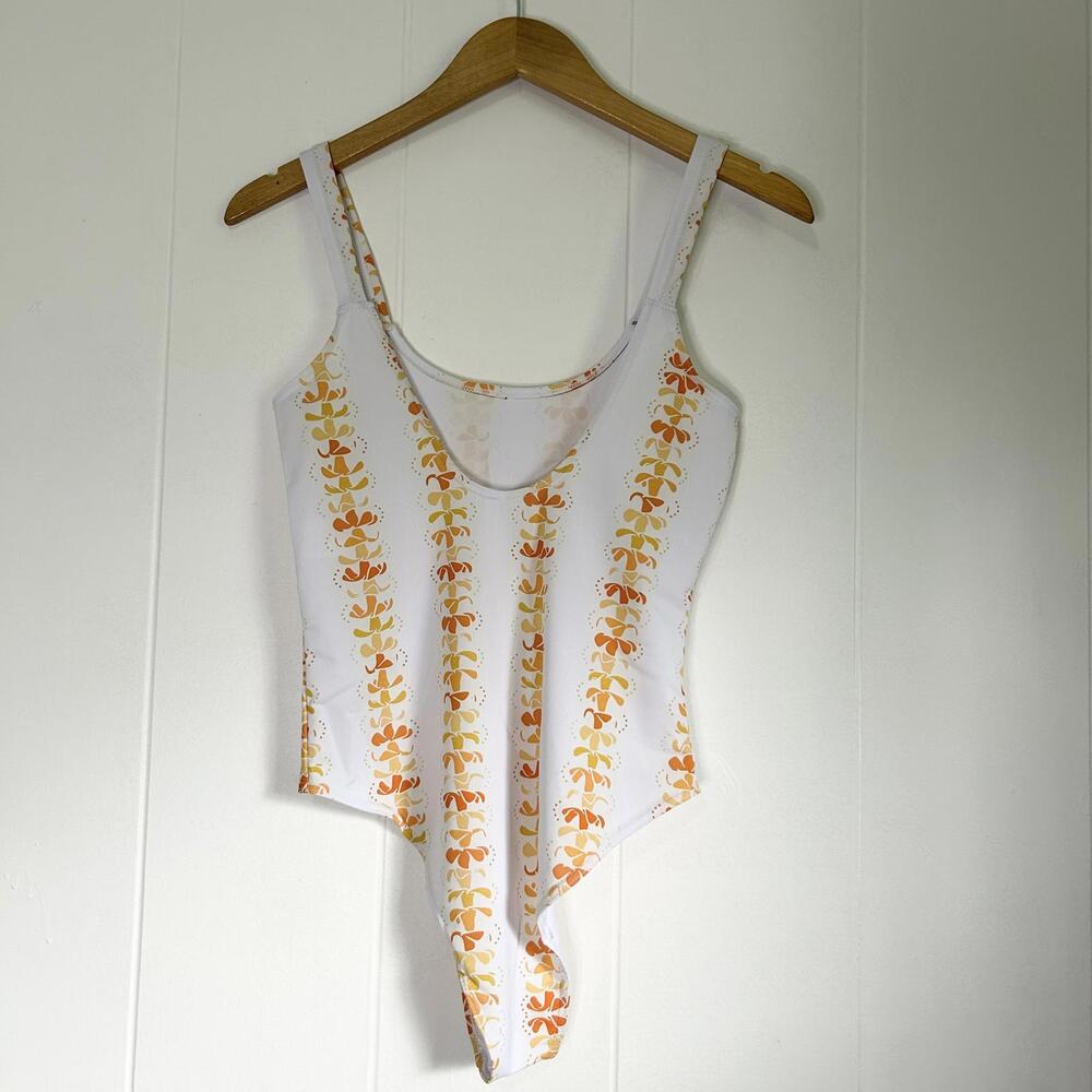 Puakenikeni Hawaiian Floral One Piece Bodysuit Bathing Suit Women's Small - Picture 3 of 3